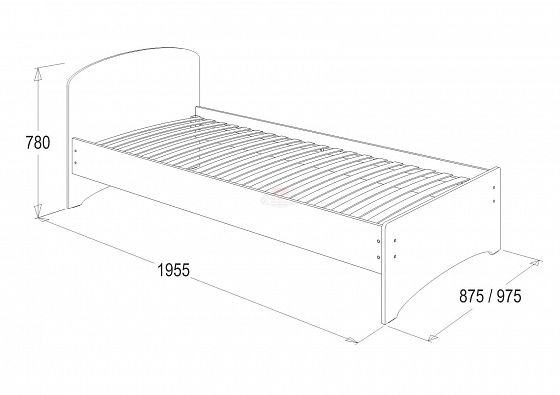 Кровать-2 "Фант" с одной фигурной спинкой 900*1900 мм - Схема