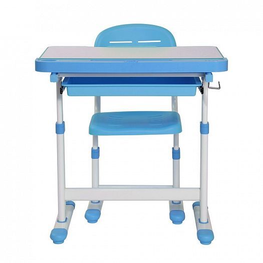 Комплект с партой и стулом "Cantare" - Вид прямо, цвет: Голубой