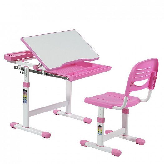 Комплект с партой и стулом "Cantare" - В открытом виде, цвет: Розовый