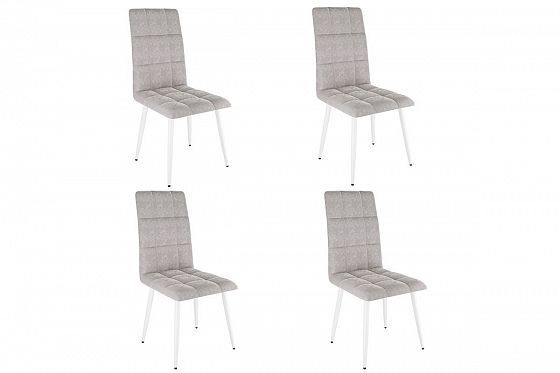 Набор стульев "Турин 2" (4 шт) - Набор стульев "Турин 2" (4 шт), Цвет: Пепельный (велюр)/Белый
