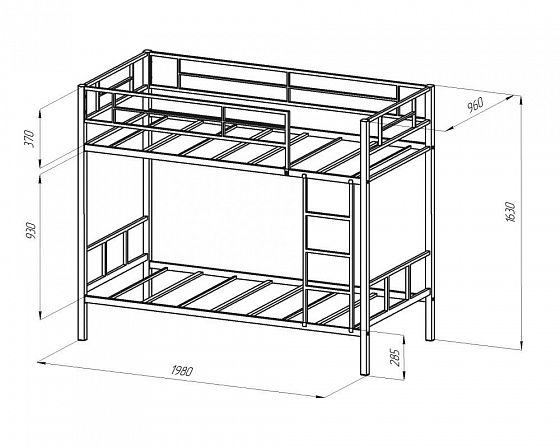 Кровать двухъярусная "Севилья-2КВ" с выкатной кроватью - Схема двухъярусной кровати