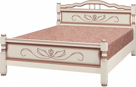 Кровать "Карина-5" 1400 мм (ламели) - Кровать "Карина-5" 1400 мм (ламели), Цвет: Дуб молочный с тони