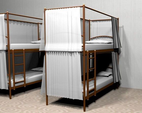 Конструкция для штор к кровати "Хостел Duo" 800 мм 4х сторонняя - В интерьере, цвет: Коричневый