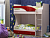 **Кровать двухъярусная "Бемби" МДФ (фасад 3D) (Цвет: Ясень Шимо светлый/Красный металлик)