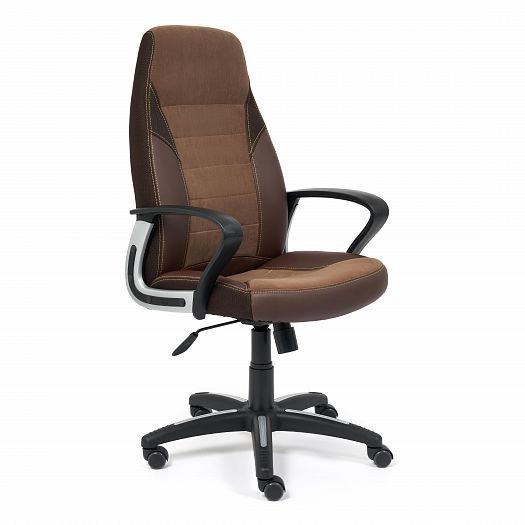 Кресло для офиса "INTER" (кожзам/флок/ткань) - Коричневый (36-36/6/TW-24)