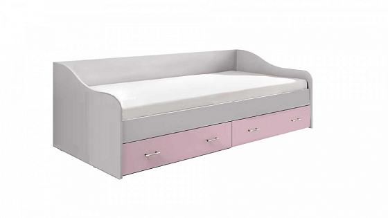 Кровать с ящиками "Вега Fashion" - Кровать с ящиками "Вега Fashion", Цвет: Розовый/Белый