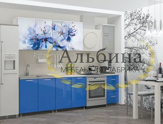Кухня "Лара" 2000 - Кухня "Лара" 2000, Цвет: Белый / Голубой бассейн