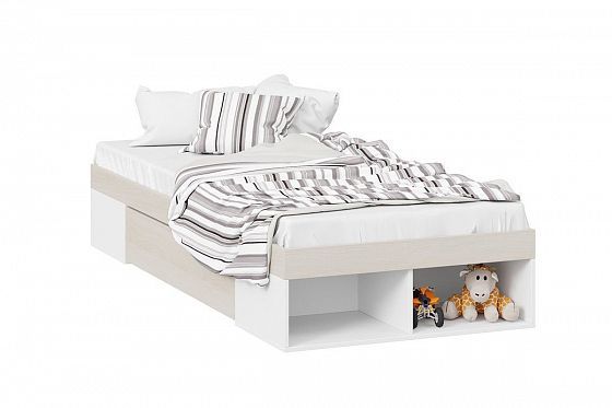 Кровать с ящиком "Сканди" СМ-386.12.001 - Цвет: Белый/Дуб Гарден