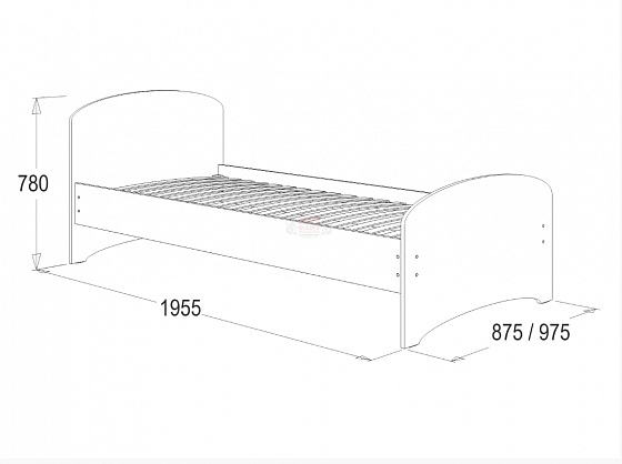 Кровать-4 "Фант" с двумя фигурными спинками 800*1900 мм -  Цвет: Ясень Анкор светлый