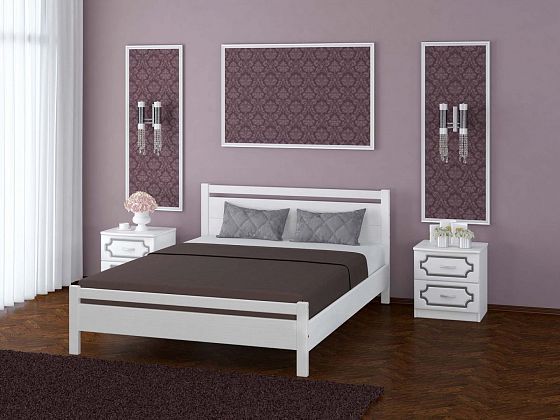 Кровать "Вероника-1" 900 мм (ламели) - Кровать "Вероника-1" 900 мм (ламели), Цвет: Белый античный