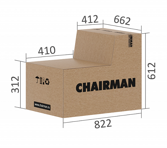 Кресло "Chairman 750 HOME" - размеры коробки