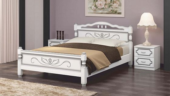 Кровать "Карина-5" 1400 мм (ламели) - Кровать "Карина-5" 1400 мм (ламели), Цвет: Белый жемчуг