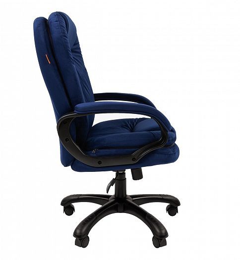 Кресло компьютерное "Chairman 668 HOME" - Вид сбоку, цвет: Ткань велюр T-82 синий