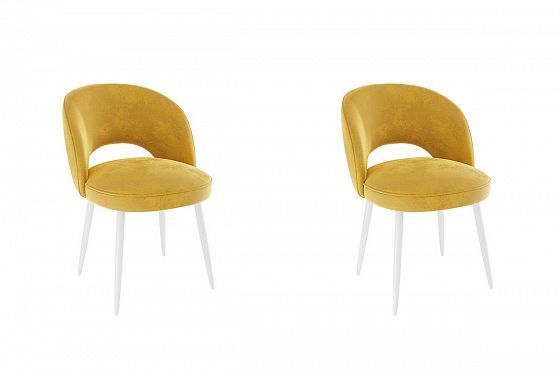 Набор стульев "Моли" (2 шт) - Набор стульев "Моли" (2 шт), Цвет: Желтый (велюр)/Белый