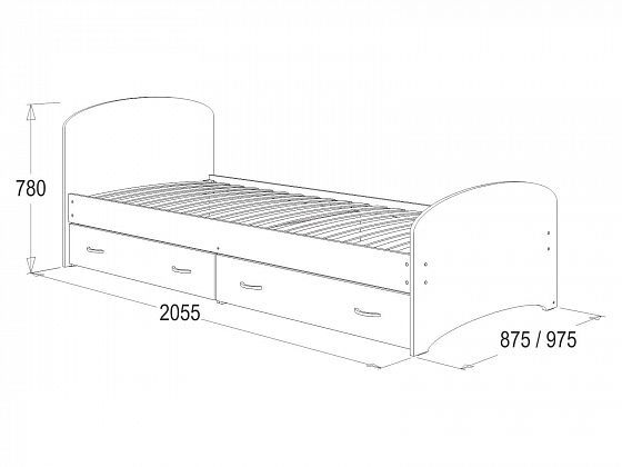 Кровать-6 "Фант" с двумя выкатными ящиками 900*2000 - Схема