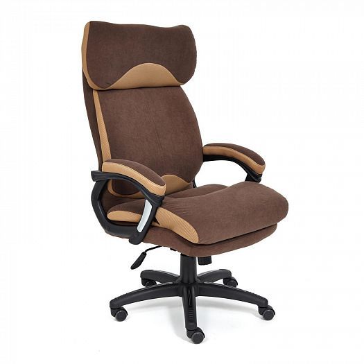 Кресло для руководителя "DUKE" (флок/ткань) - Коричневый/Бронзовый (6/TW-21)