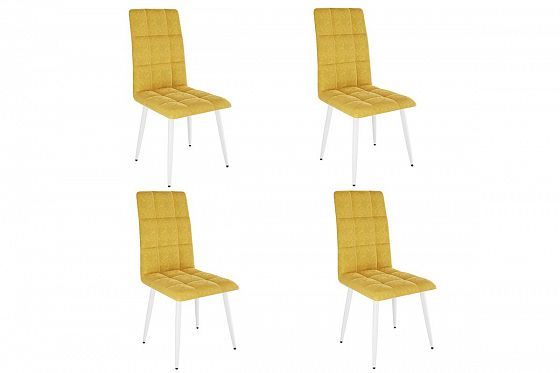 Набор стульев "Турин 2" (4 шт) - Набор стульев "Турин 2" (4 шт), Цвет: Горчица (велюр)/Белый