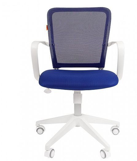 Кресло "Chairman 698 white" - Сетчатый акрил TW-05 синий/Ткань TW-10 синий