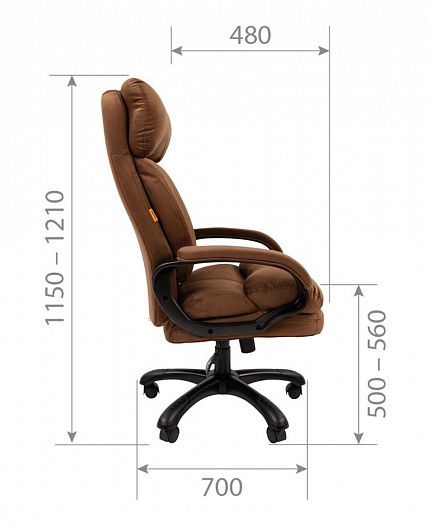 Кресло руководителя "Chairman 505 HOME" - Размеры 2, цвет: Ткань велюр T-14 коричневый
