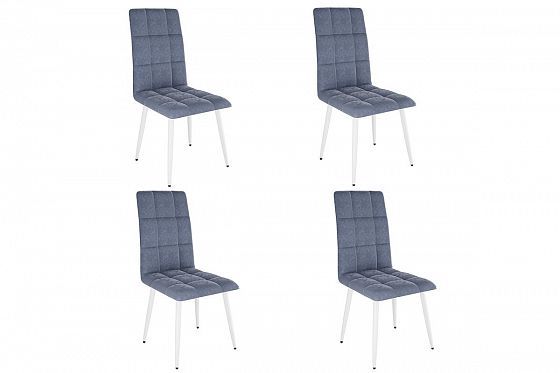 Набор стульев "Турин 2" (4 шт) - Набор стульев "Турин 2" (4 шт), Цвет: Индиго (велюр)/Белый