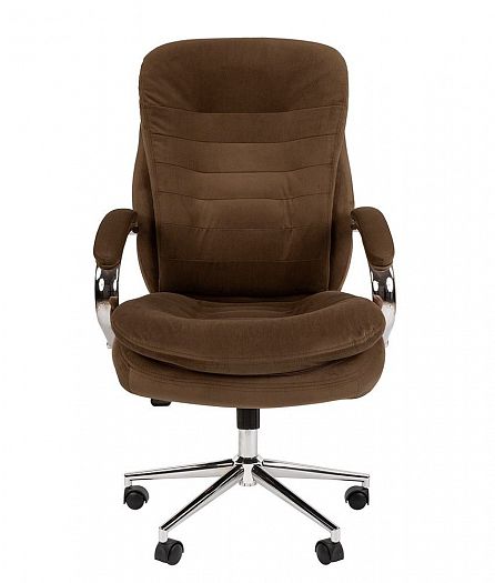Кресло "Chairman 795 N HOME" - Вид прямо, цвет: Ткань велюр T-14 коричневый