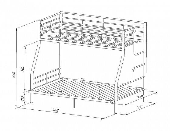Кровать двухъярусная "Гранада-3 140" Правая - Схема