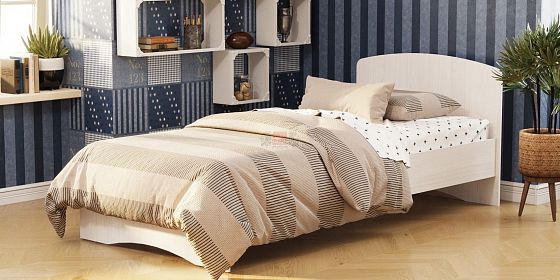 Кровать-2 "Фант" с одной фигурной спинкой 900*1900 мм - В интерьере, цвет: Ясень Анкор светлый