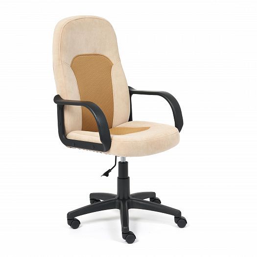 Кресло для офиса "PARMA" (флок/ткань) - Бежевый/Бронзовый (7/TW-21)