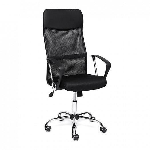 Кресло для офиса "PRACTIC" (кожзам/ткань) - Черный