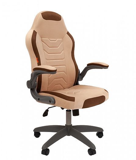 Игровое кресло "Chairman GAME 50" - Ткань велюр T-6 светло-бежевый/T-14 коричневый