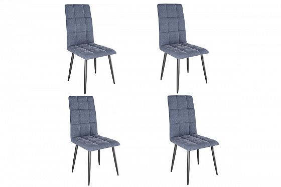 Набор стульев "Турин 2" (4 шт) - Набор стульев "Турин 2" (4 шт), Цвет: Индиго (велюр)/Черный
