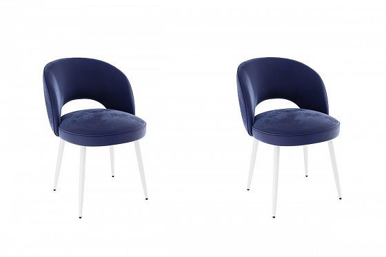 Набор стульев "Моли" (2 шт) - Набор стульев "Моли" (2 шт), Цвет: Синий (велюр)/Белый