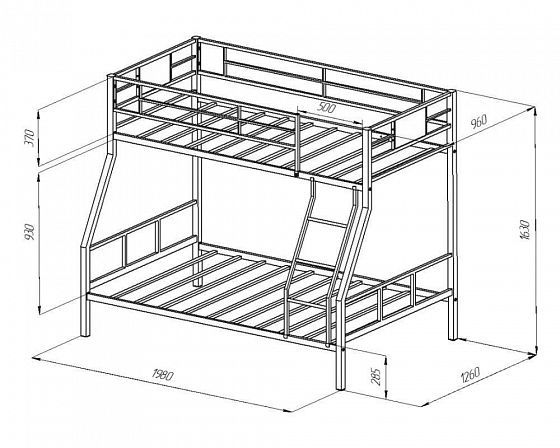 Кровать двухъярусная "Гранада-1КВ" с выкатной кроватью - Схема двухъярусной кровати
