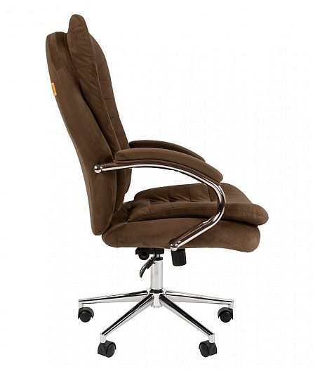Кресло "Chairman 795 N HOME" - Вид сбоку, цвет: Ткань велюр T-14 коричневый