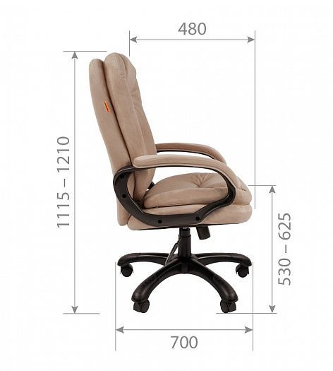 Кресло компьютерное "Chairman 668 HOME" - Размеры 2, цвет: Ткань велюр T-6 бежевый