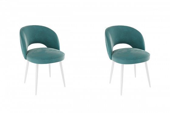 Набор стульев "Моли" (2 шт) - Набор стульев "Моли" (2 шт), Цвет: Зеленый (велюр)/Белый