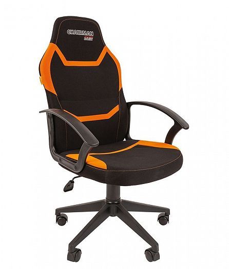 Игровое кресло "Chairman GAME 9" new - Ткань стандарт 26-28 черный/Ткань стандарт 26-24 оранжевый