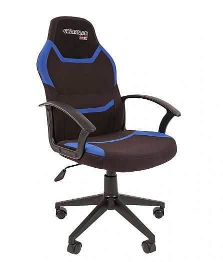 Игровое кресло "Chairman GAME 9" new - Ткань стандарт 26-28 черный/Ткань стандарт 26-21 синий