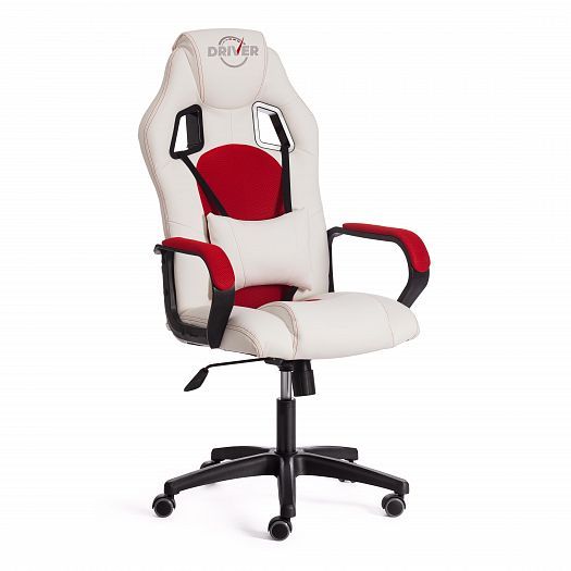 Кресло для геймеров "DRIVER (22)" (кожзам/ткань) - Белый/Красный (36-01/TW-08)