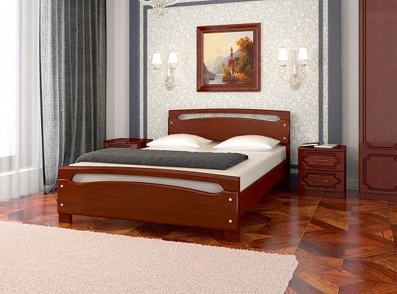 Кровать "Камелия-2" 1400 мм (ламели) - Кровать "Камелия-2" 1400 мм (ламели), Цвет: Орех