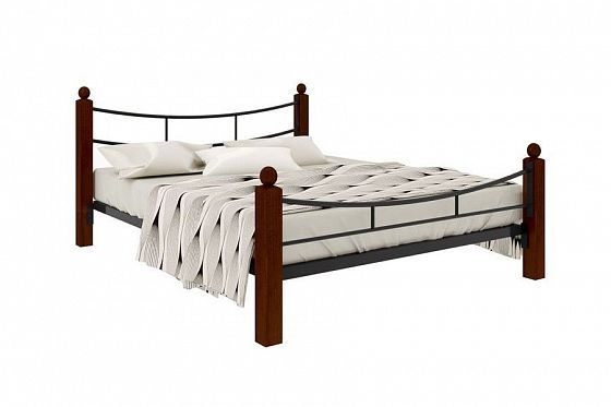 Кровать "София Lux Plus" 1600 мм (ламели) - Цвет: Черный/Коричневый (дерево)