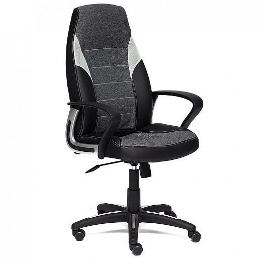 Кресло для офиса "INTER" (кожзам/ткань) - Черный/Серый/Серый (36-6/207/TW-14)