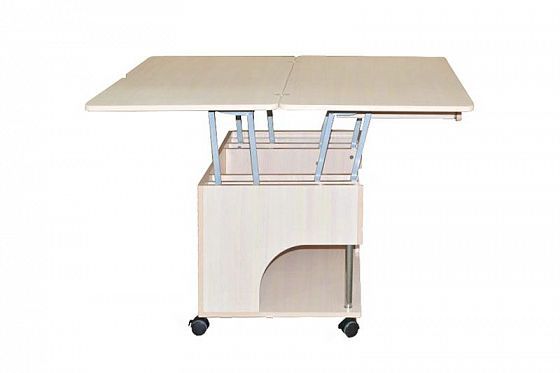 Журнальный стол-трансформер "Стэп" - В разложенном виде, вариант 1, цвет: Бодега белый