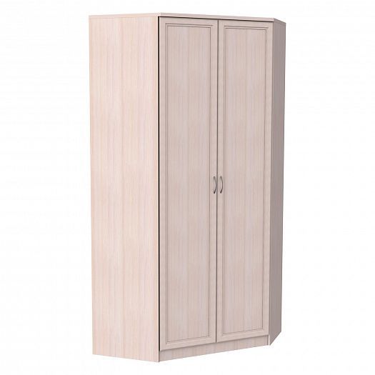 Несимметричный угловой шкаф со штангой, полками и двумя ящиками Арт. 403 Цвет: Дуб Молочный