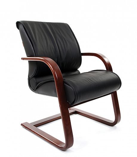 Кресло посетителя "Chairman 445 WD" - Кресло посетителя "Chairman 445 WD", Цвет: Кожа черная