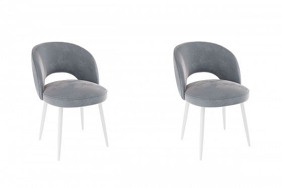 Набор стульев "Моли" (2 шт) - Набор стульев "Моли" (2 шт), Цвет: Серый (велюр)/Белый