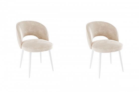 Набор стульев "Моли" (2 шт) - Набор стульев "Моли" (2 шт), Цвет: Пломбир (велюр)/Белый