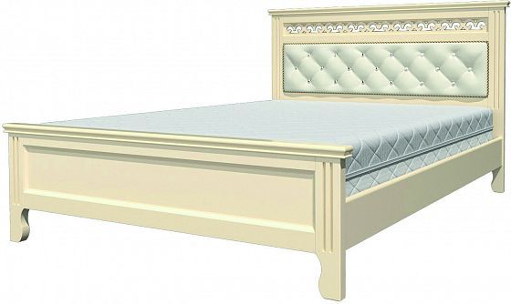 Кровать "Грация" 1600 мм (ламели) - Кровать "Грация" 1600 мм (ламели), Цвет: Дуб молочный/Бежевый эк