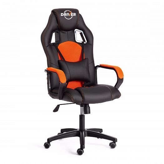 Кресло для геймеров "DRIVER (22)" (кожзам/ткань) - Черный/Оранжевый (36-6/TW-07)