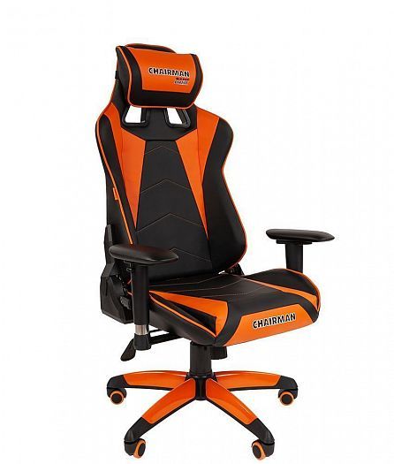 Игровое кресло "Chairman GAME 44" - Экокожа черный/Экокожа оранжевый